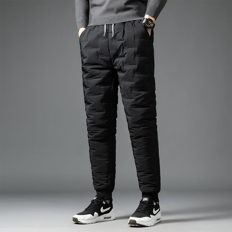 Comfortable Black Winter Down Jogger Pants