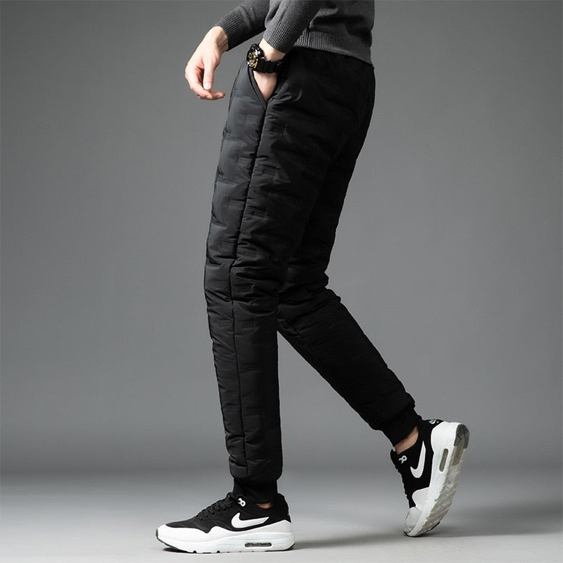 Comfortable Black Winter Down Jogger Pants