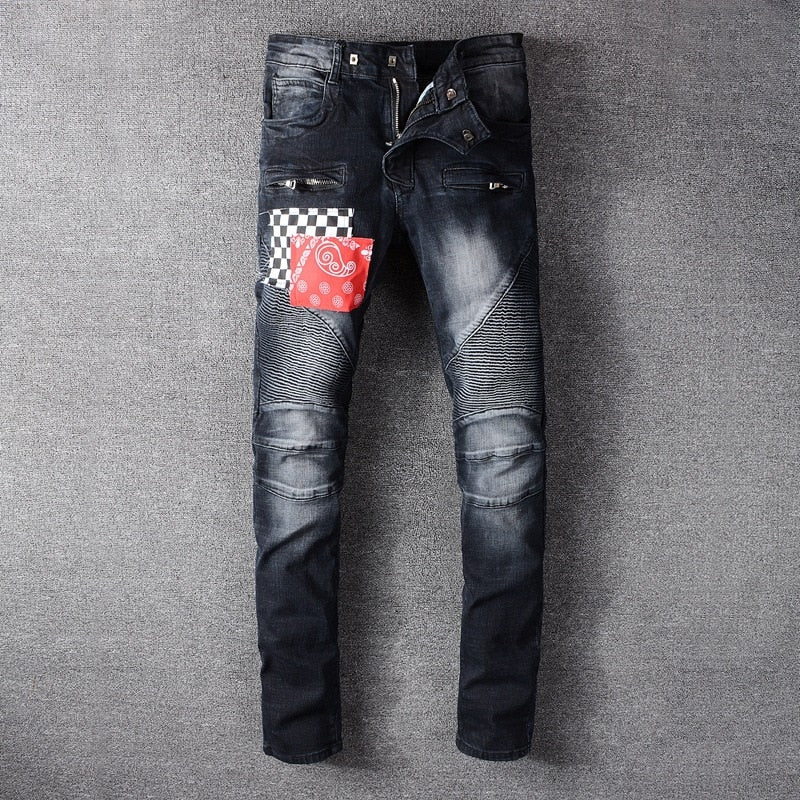 Compound Decorated Washed Black Jeans