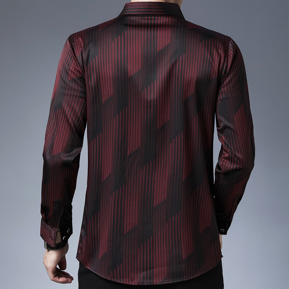 Long Sleeve Casual Gradient Stripes Pattern Shirt