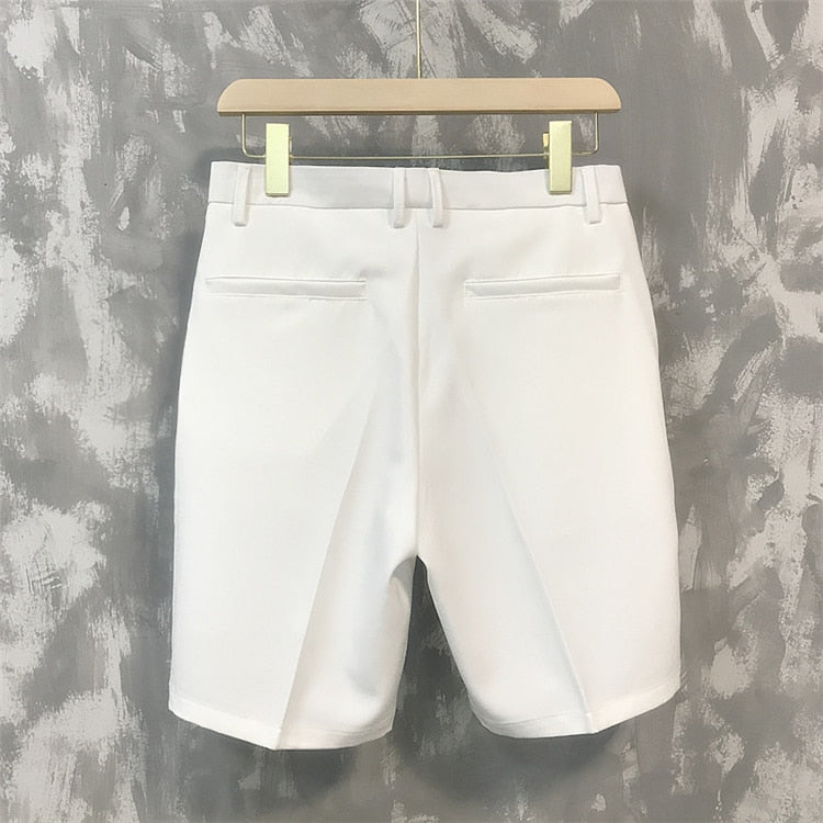 Solid Monocolor Pockets Decorated Suit Shorts