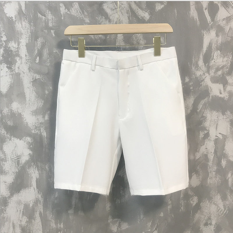 Solid Monocolor Pockets Decorated Suit Shorts