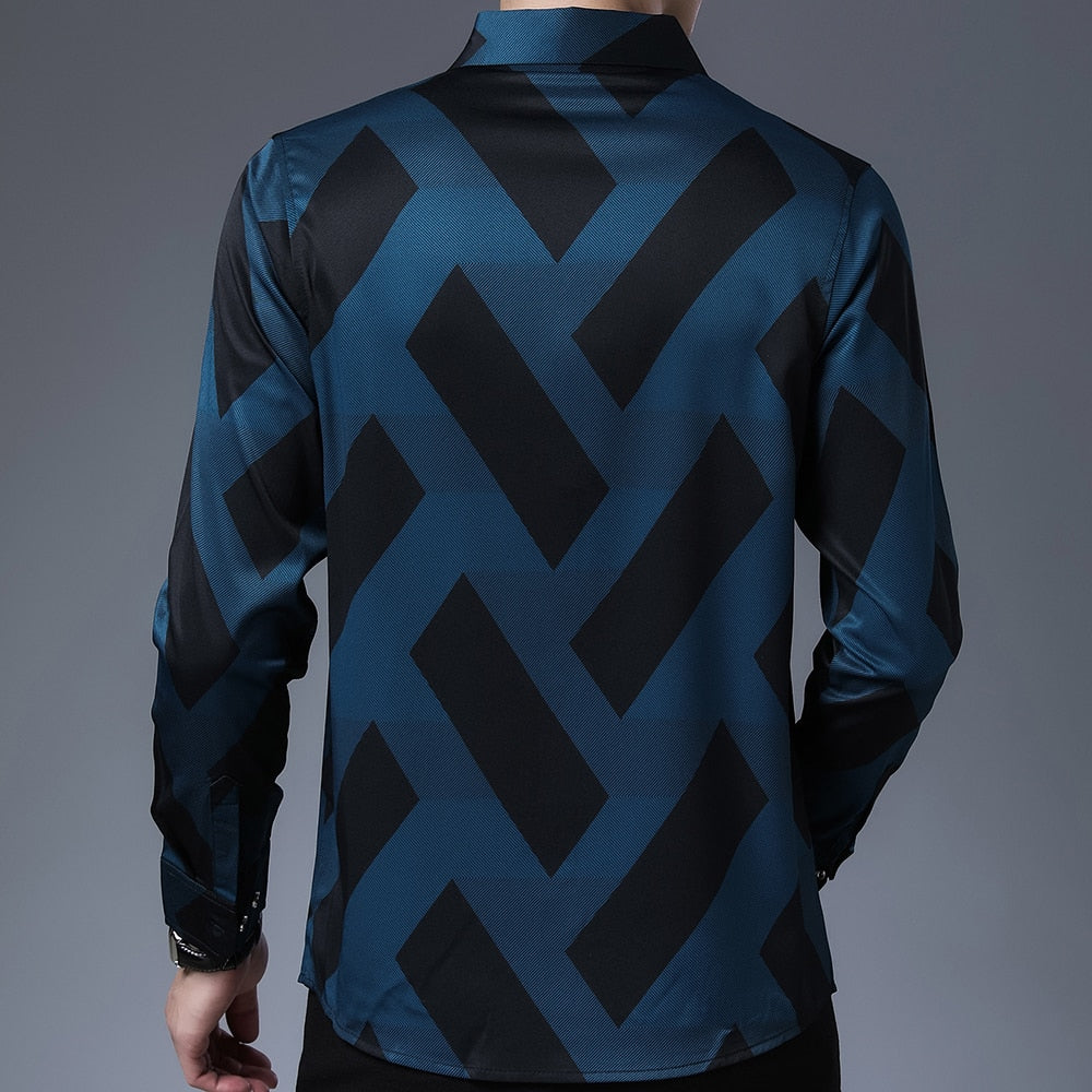 Diagonal Striped Pattern Long Sleeve Shirt