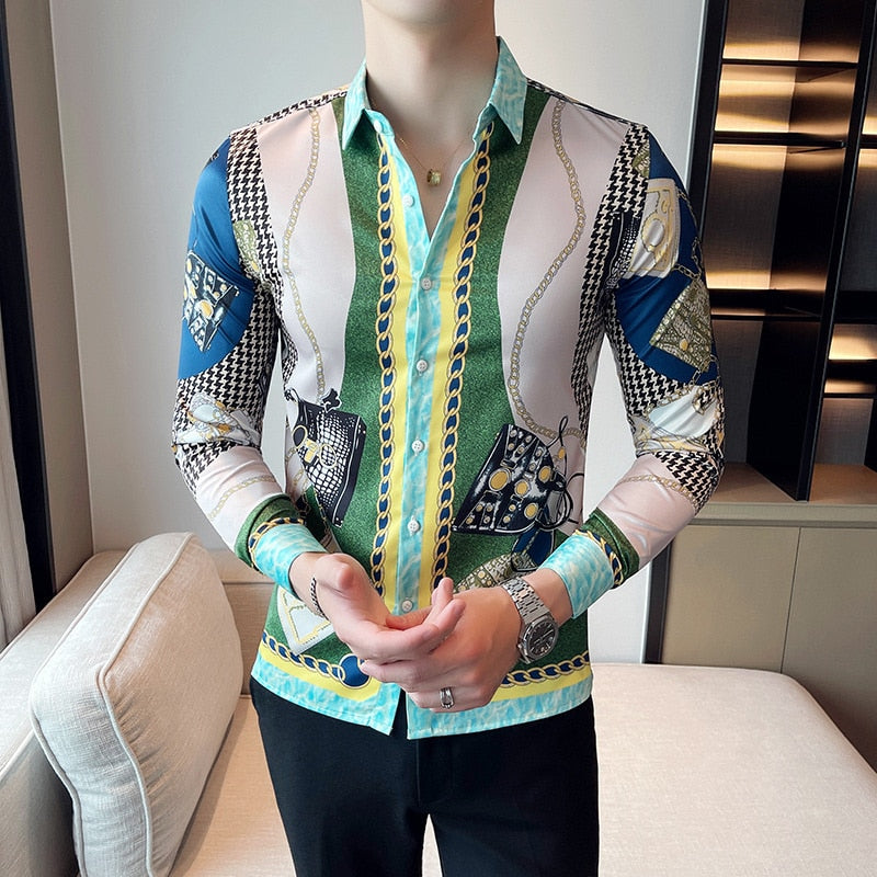 Green Bags Chain Printed Long Sleeve Shirt