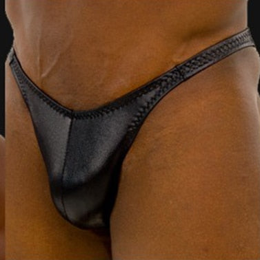 Synthetic Leather Solid Color Men's Brief