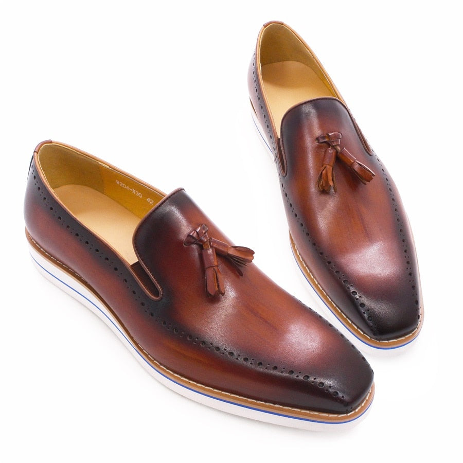 Timeless Genuine Leather Full Grain Insole Tassel Decorated Loafers