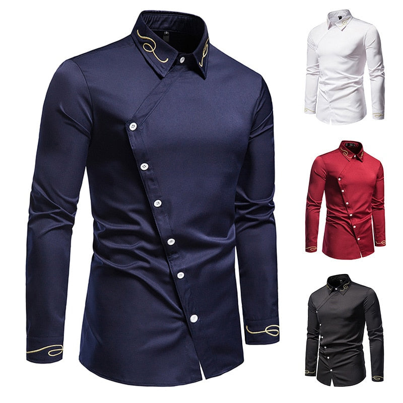 Unique Sharp Angled Button Closure Style Shirt