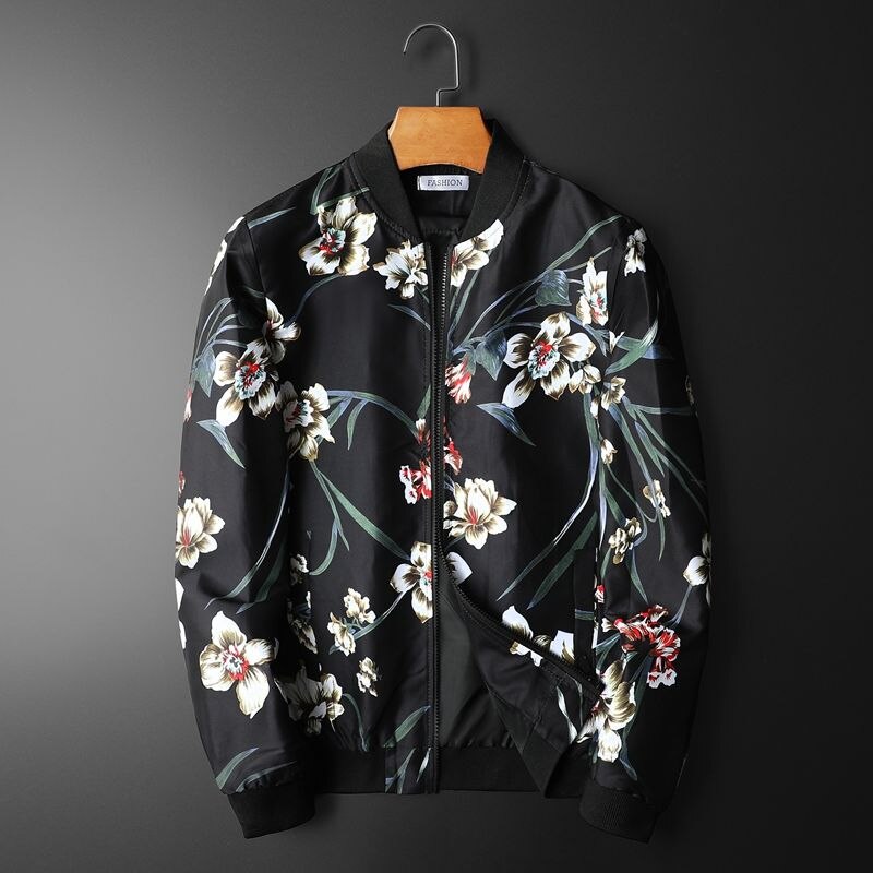 Blooming Lily Printed Bomber Jacket