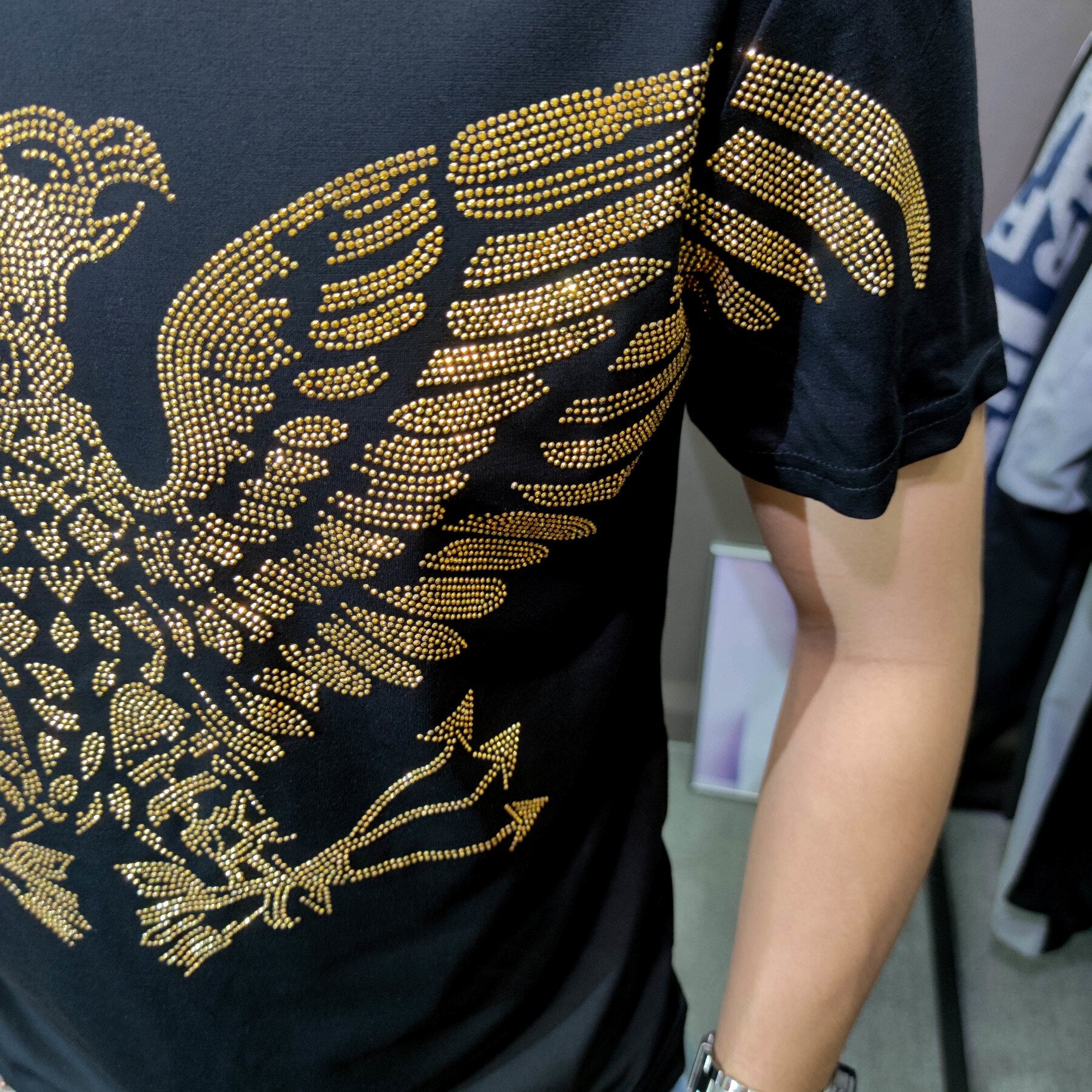 Soaring Eagle Rhinestones Decorated Streetwear T-Shirt