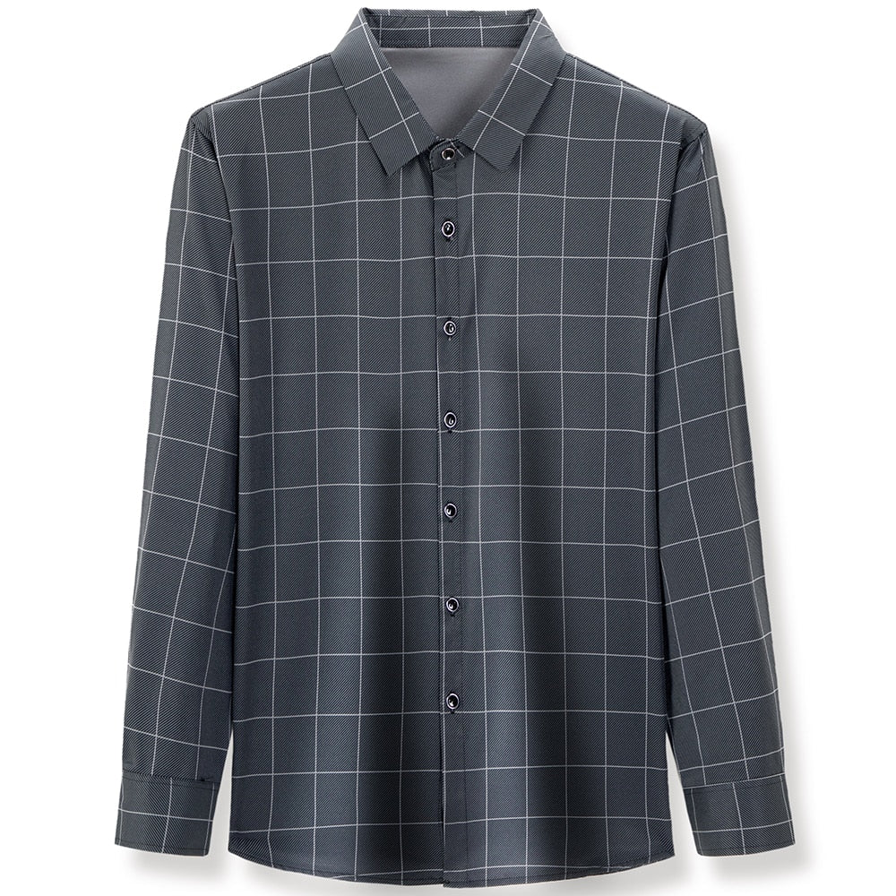 Checkered Lines Printed Pattern Long Sleeve Shirt