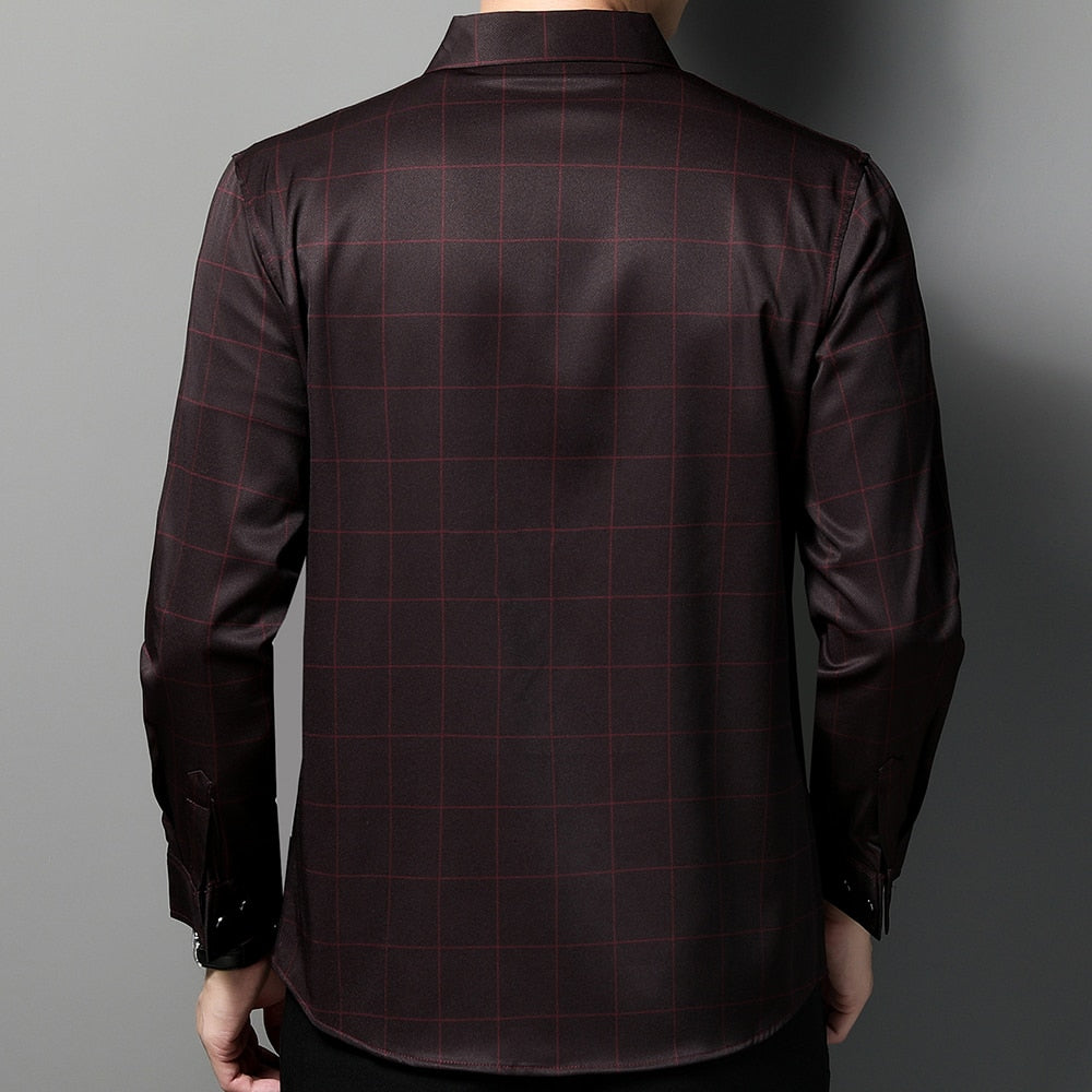 Checkered Lines Printed Pattern Long Sleeve Shirt
