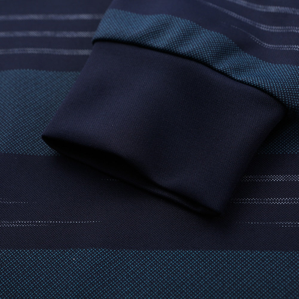 Tri-lines Horizontal Stripes Printed Polo Shirt