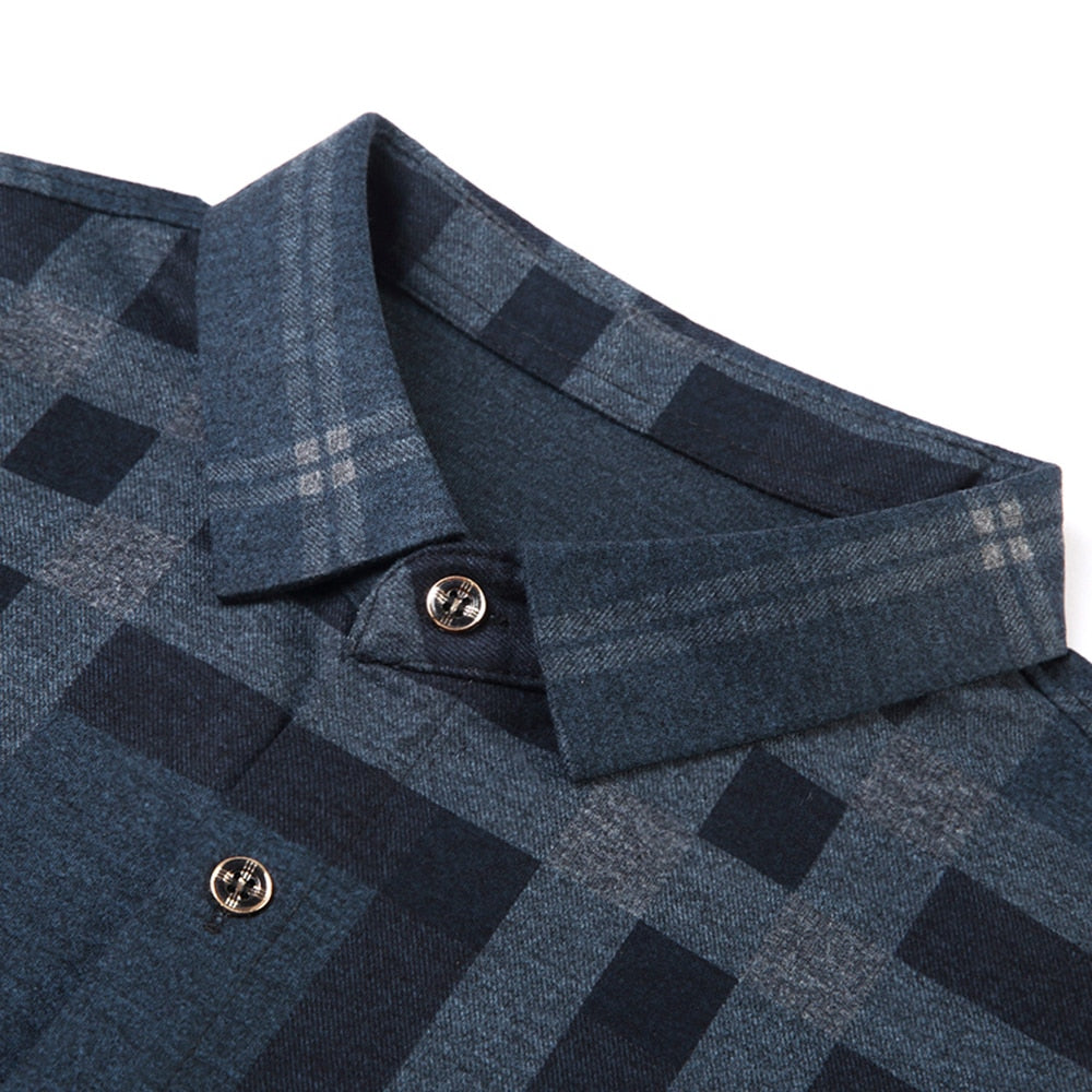 Plaid Big Striped Pattern Printed Long Sleeve Shirt