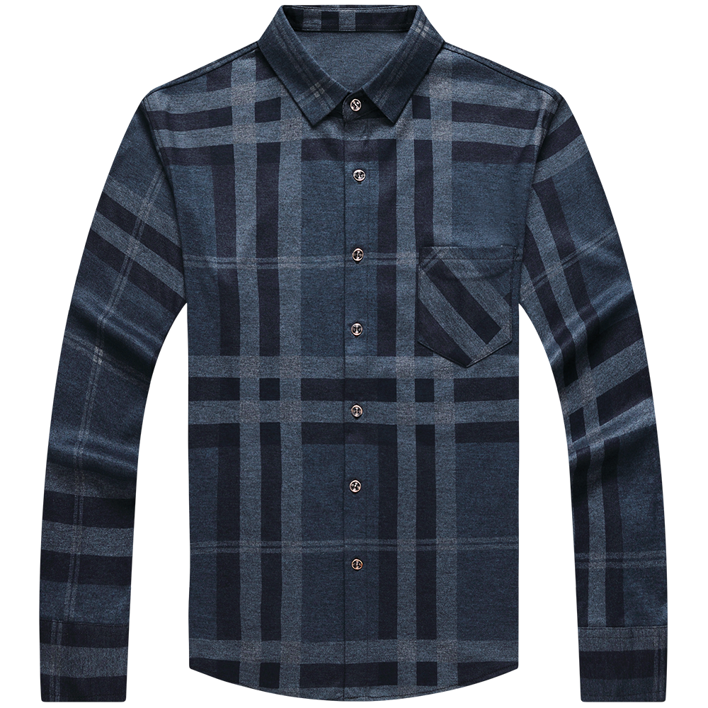 Plaid Big Striped Pattern Printed Long Sleeve Shirt