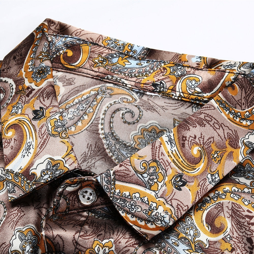 Paisley Floral Designer Printed Short Sleeve Shirt