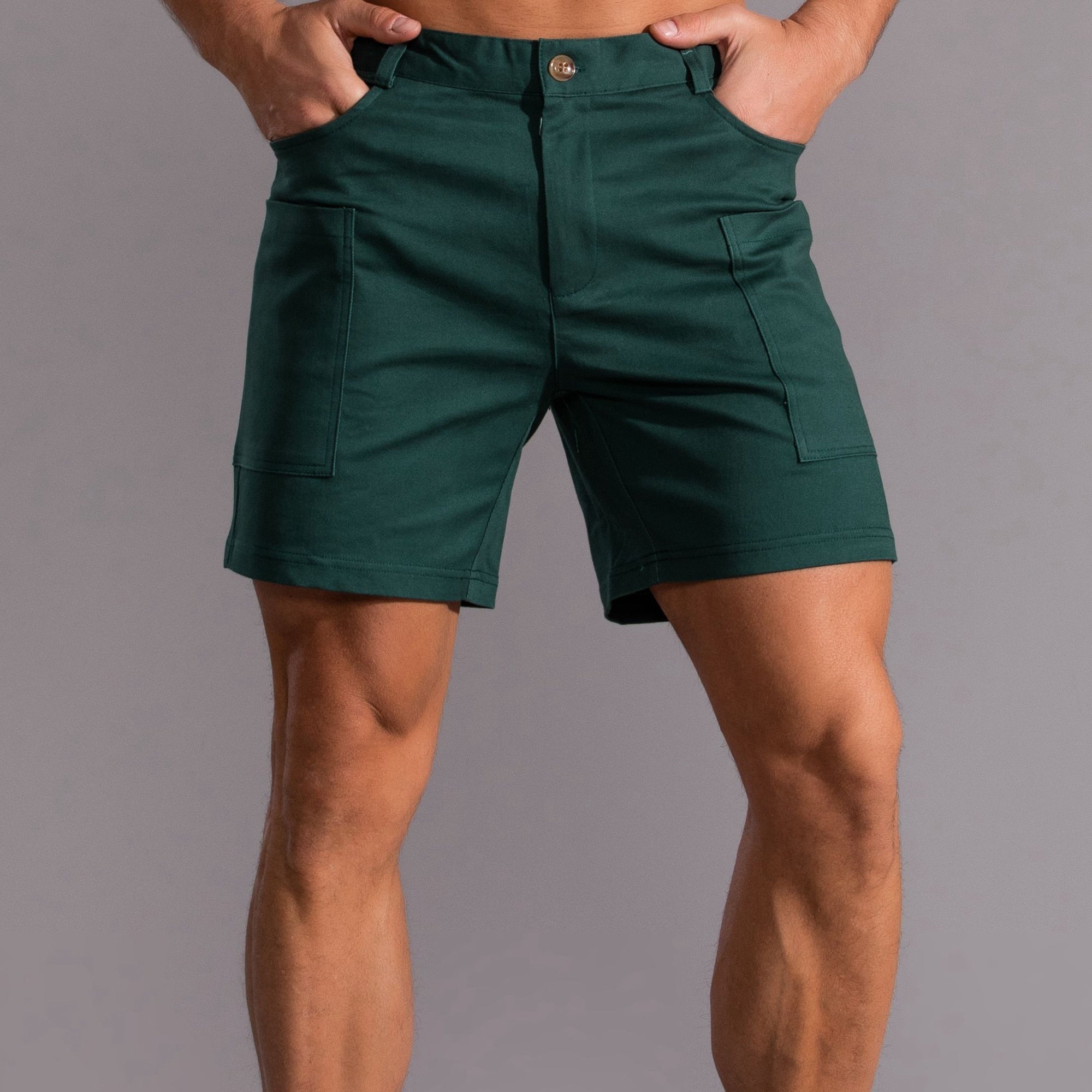 Monocolor Casual Four Pockets Decorated Shorts