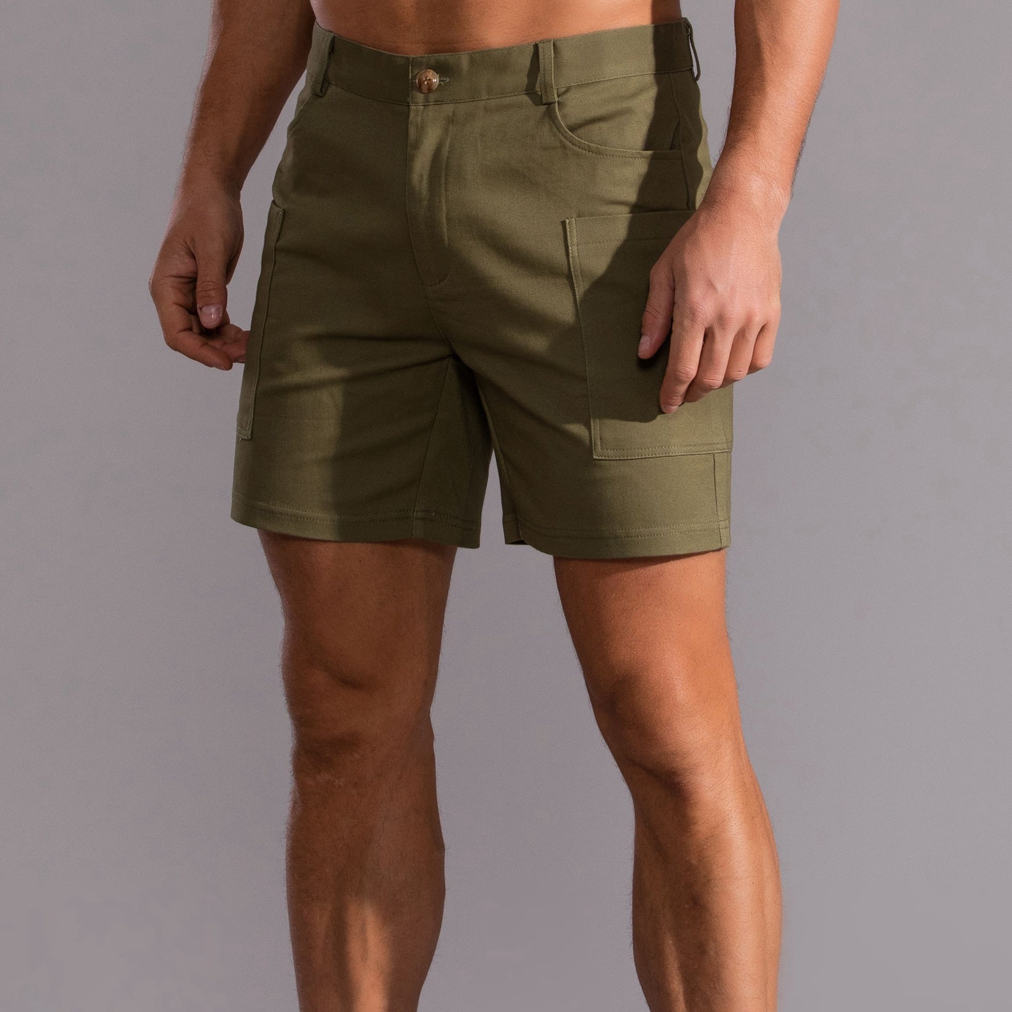 Monocolor Casual Four Pockets Decorated Shorts