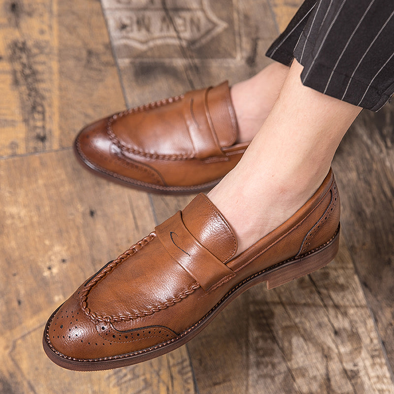 Solid PU Leather Men Loafers Shoes