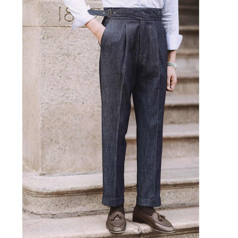 Stylish High Waist Cotton Men Trousers