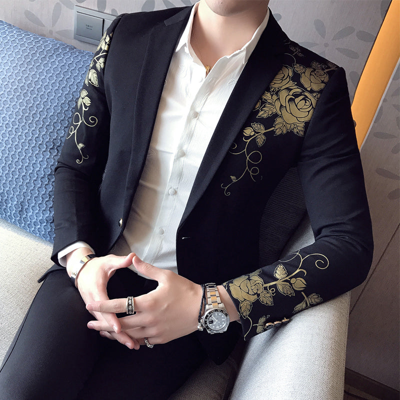 Lincoln Flower Gold Print Blazer