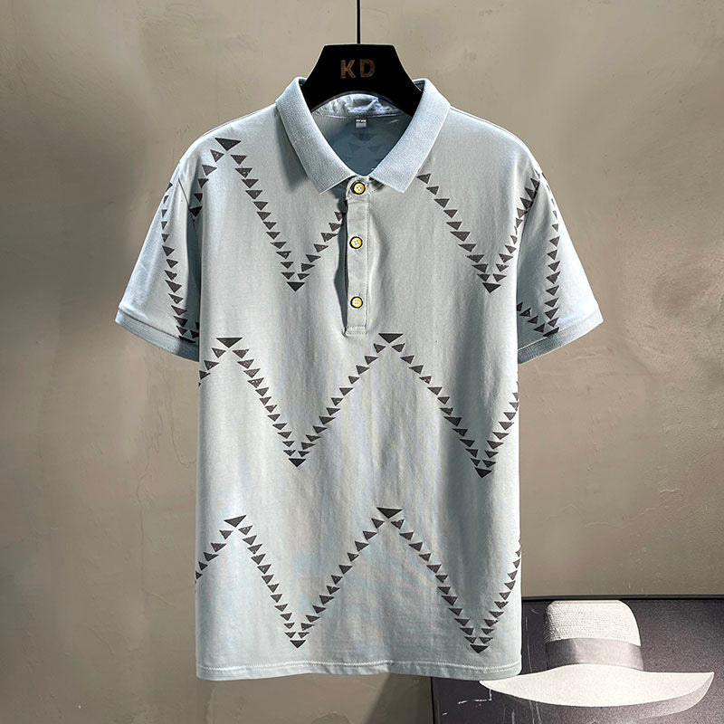 Zig Zag Triangle Patterned Polo Shirt