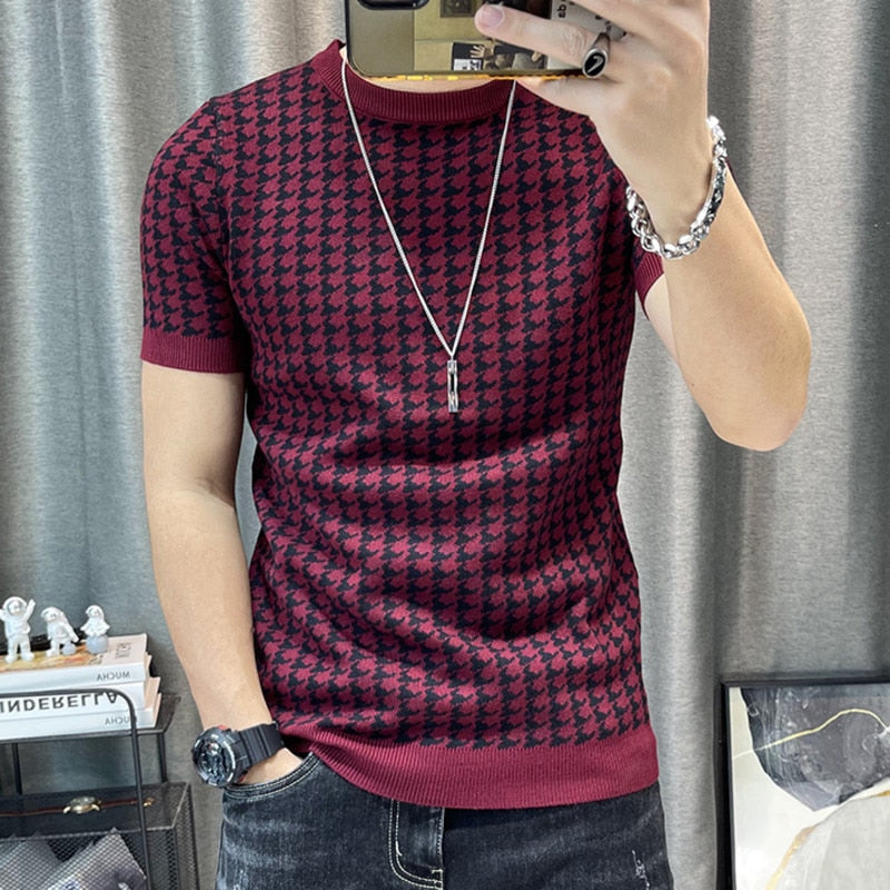 Houndstooth Pattern Short Sleeve T-Shirt