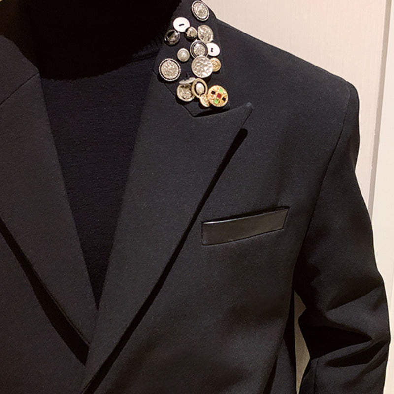 Sparkling Button Deco Casual Blazer