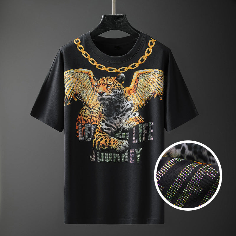 Casual Printed Rhinestone Polyester T-Shirt