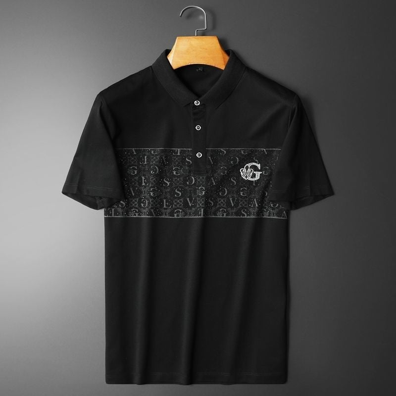 Solid Letter Pattern Short Sleeve Polo Shirts