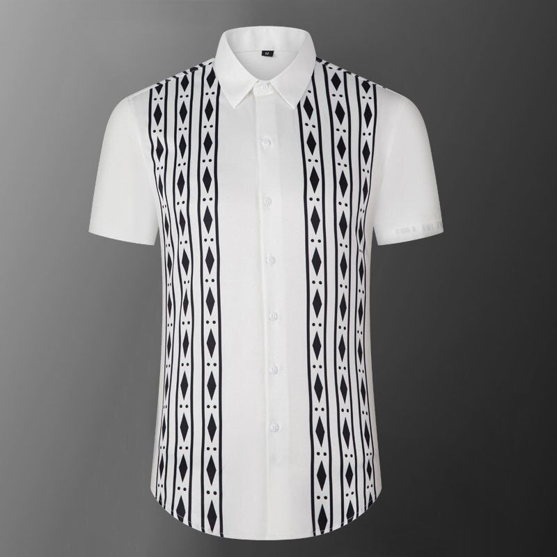 Casual Printed Contrast Short Sleeve Shirt