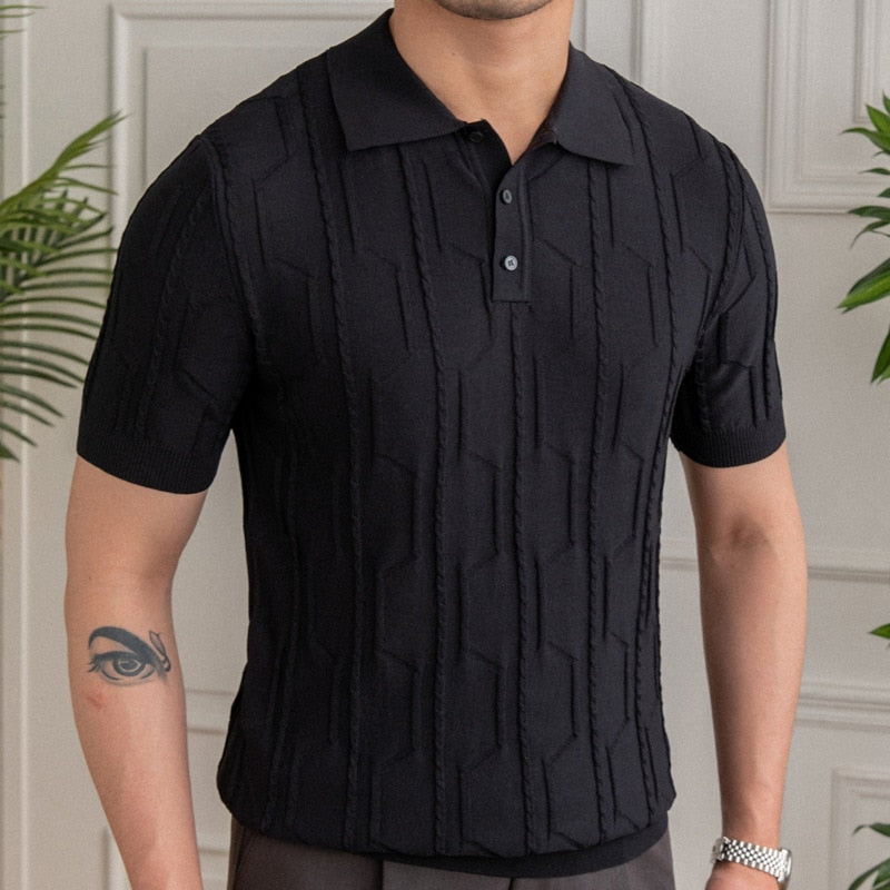 Slim Fit Knitted Summer Men Polo Shirt