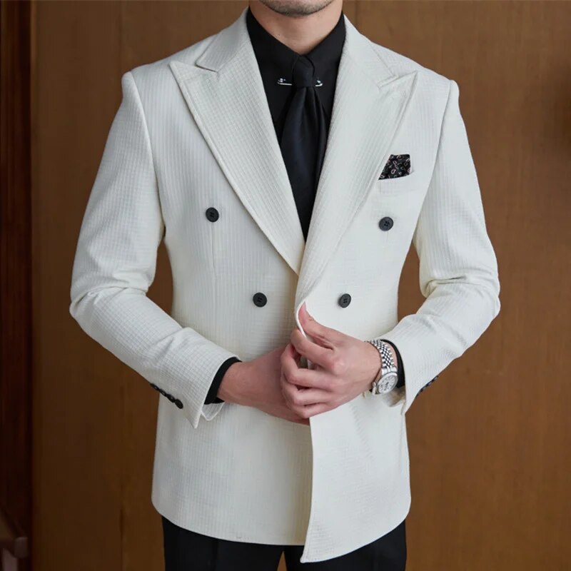 Lapel Collar Double-Breasted Blazer