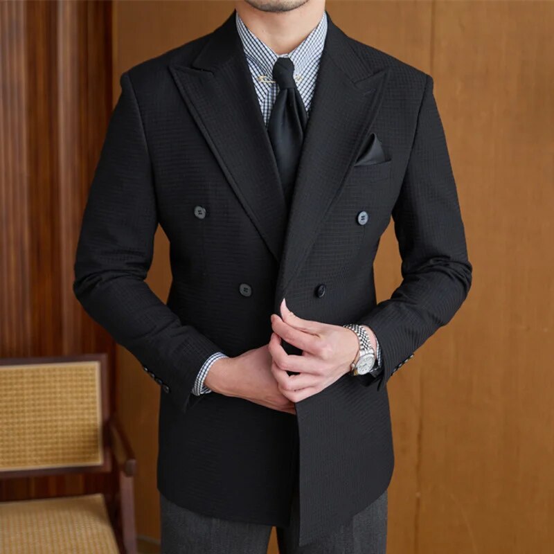 Lapel Collar Double-Breasted Blazer