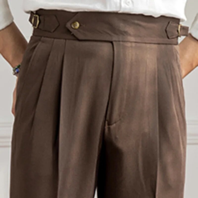 High Waist Casual Solid Color Slim Fit Trousers