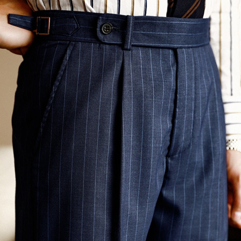 Striped Pattern Polyester Trousers