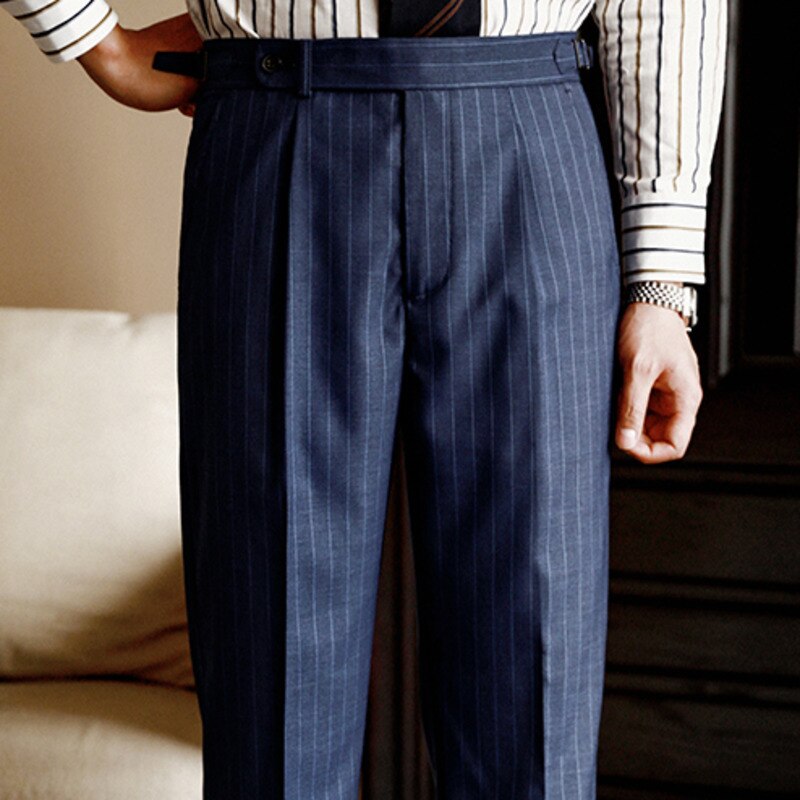 Striped Pattern Polyester Trousers