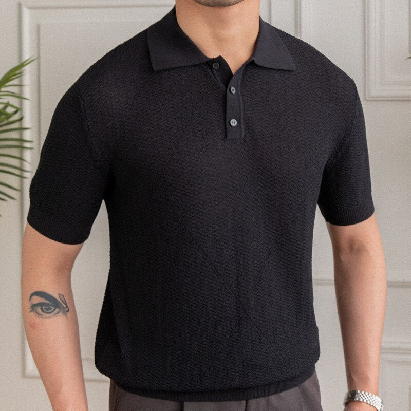 Casual Solid Color Short Sleeve Polo Shirt