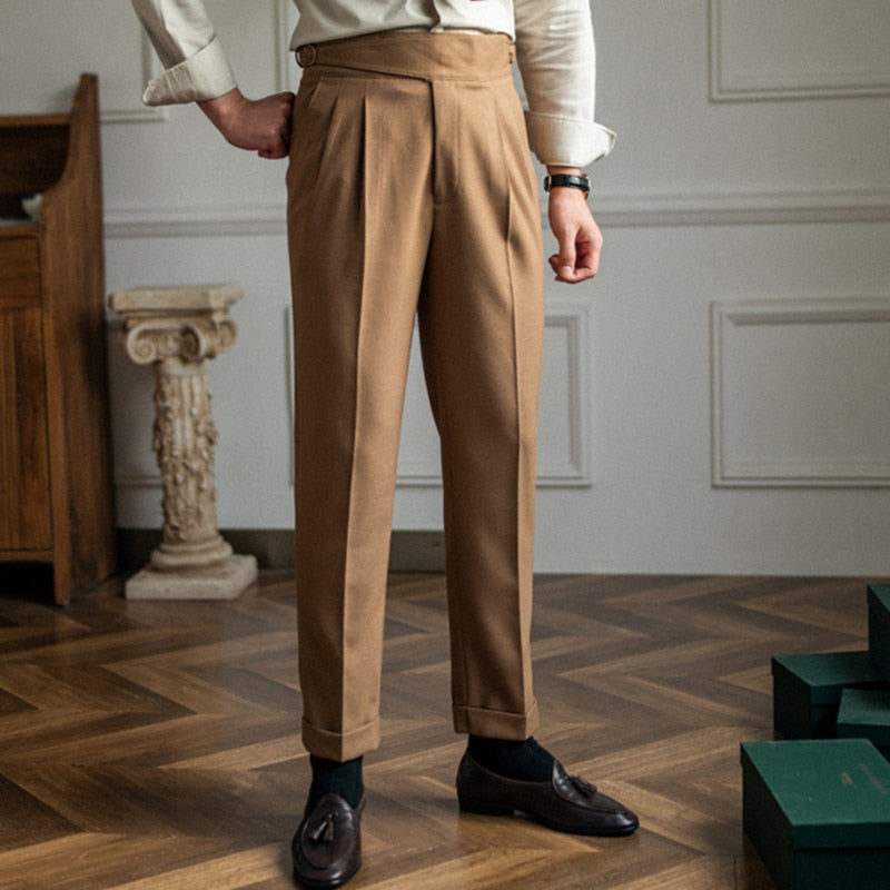 Belt Buckle Solid Regular Trousers