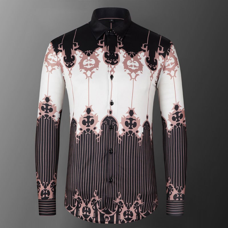 Black Baroque Flower Long Sleeve Shirt