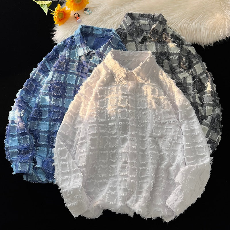 Spring Korea Solid Plaid Shirt