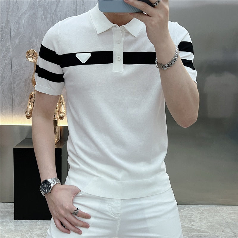 Stylish Contrast Slim Polo Shirt