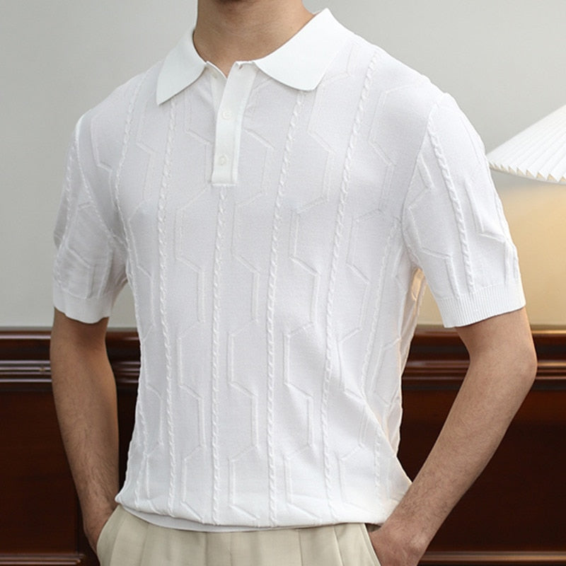 Knitted Striped Vintage Polo Shirt