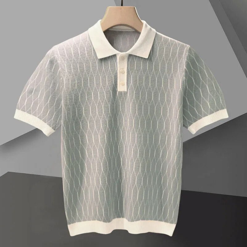 Diamond Geometric Pattern Polo Shirt