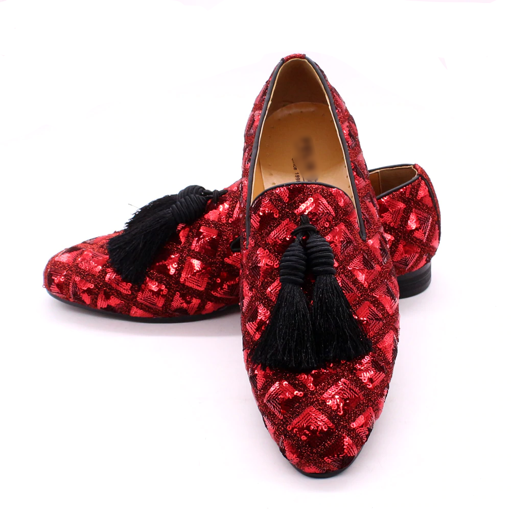 Big Tasseled Men Sequins Loafer Shoe