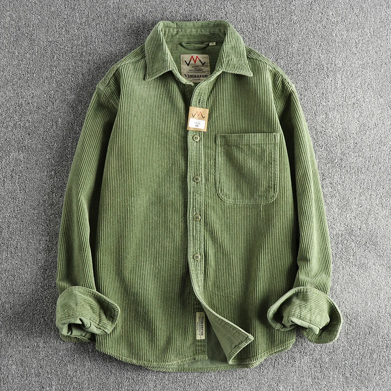 Cotton Corduroy Solid Long Sleeve Shirt