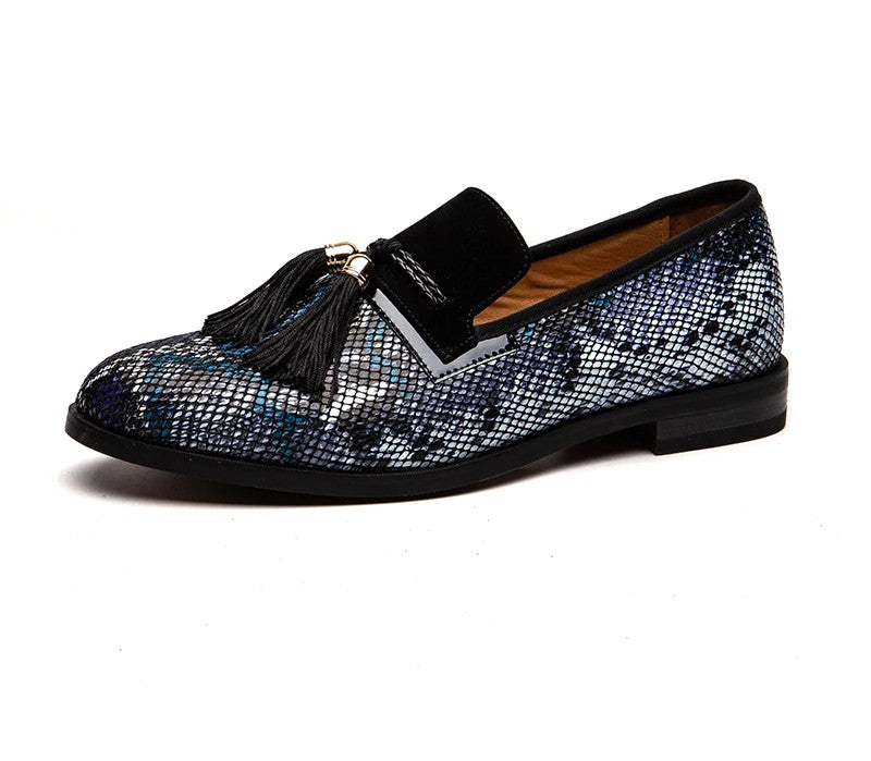 Mix Pattern with Tasseled Details Men Loafers Shoes