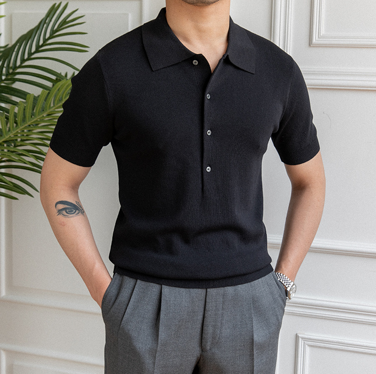 Simple Casual Knitted Men Polo Shirt