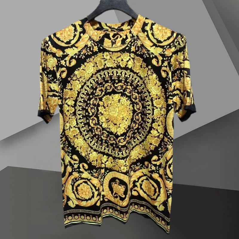 Luxury Retro Yellow Printed T-Shirt