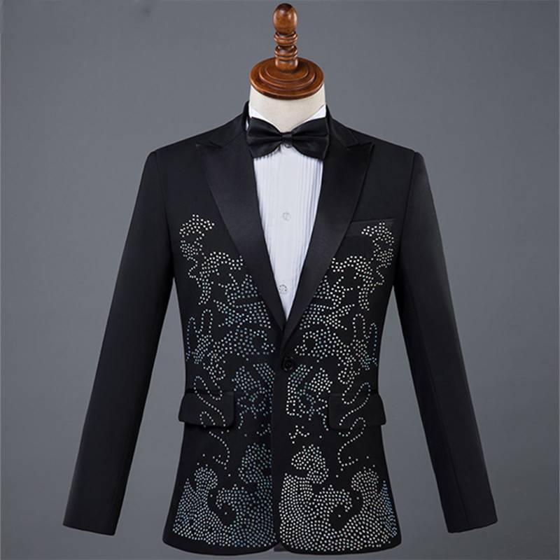 Bright Stones Sequin Stage Costume Style Men Suit (blazer, tie, and pants)