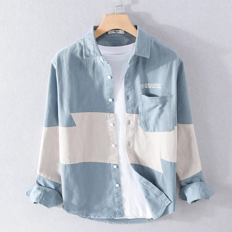 Contrast Color Patchwork Solid Shirt